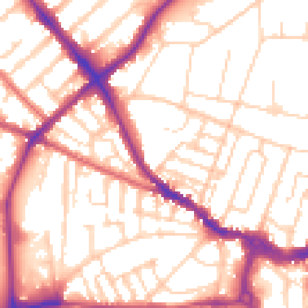 Daytime road noise heatmap for IP1 3PB