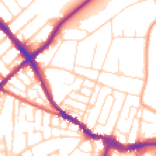Daytime road noise heatmap for IP1 3QB