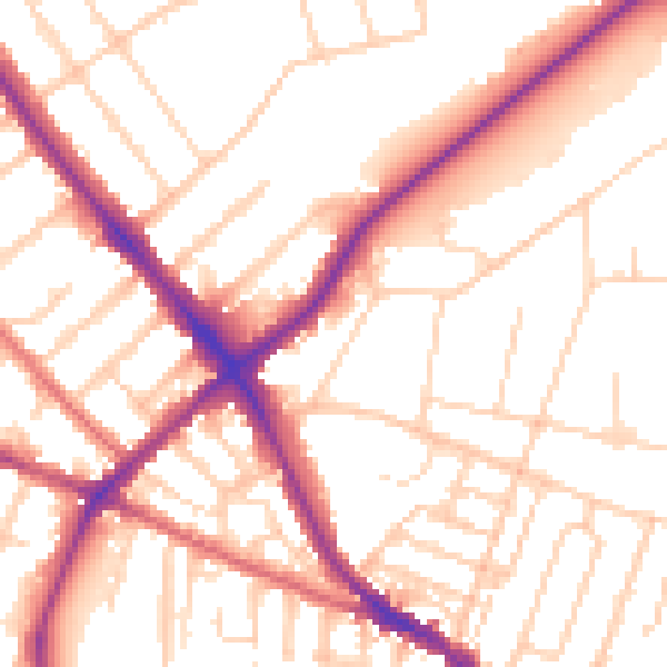 Daytime road noise heatmap for IP1 3QE