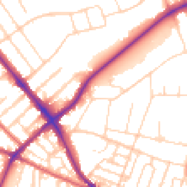 Daytime road noise heatmap for IP1 3QG