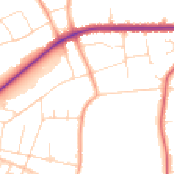 Daytime road noise heatmap for IP1 3RT