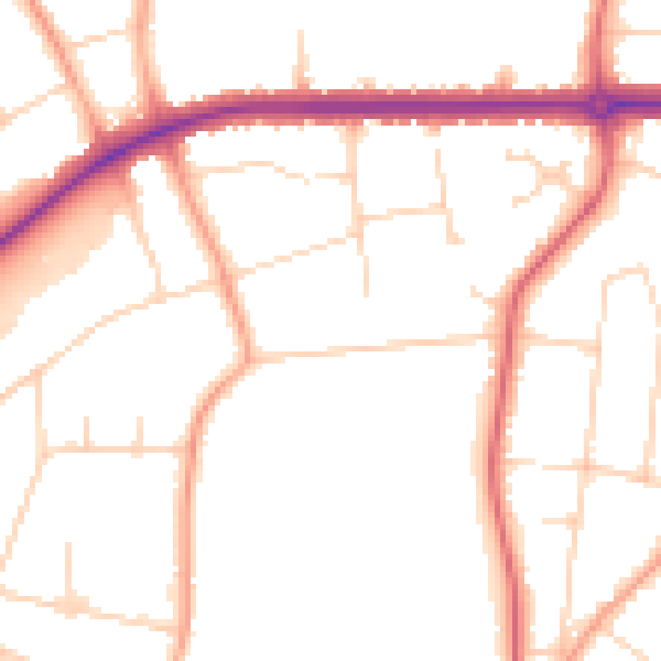 Daytime road noise heatmap for IP1 3SS
