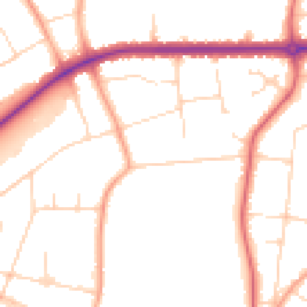 Daytime road noise heatmap for IP1 3TU