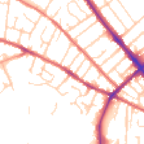 Daytime road noise heatmap for IP1 4AS