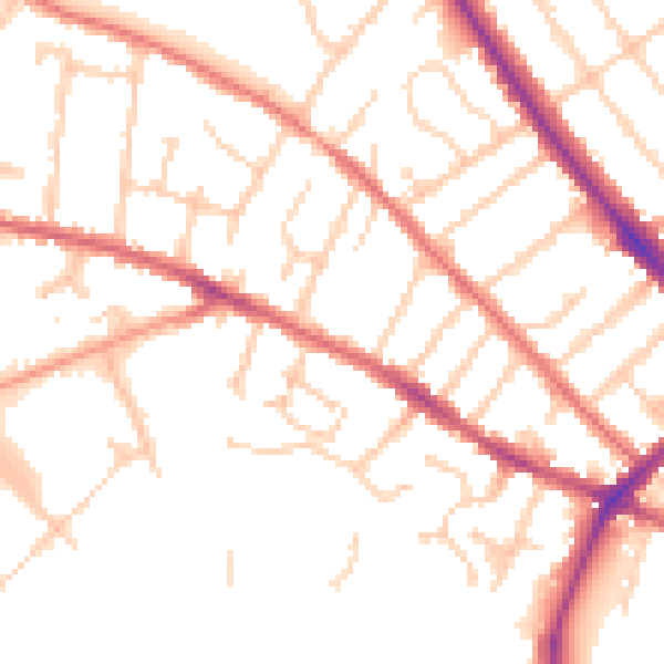 Daytime road noise heatmap for IP1 4AY
