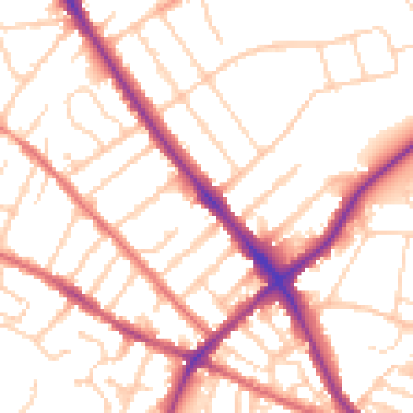 Daytime road noise heatmap for IP1 4BP