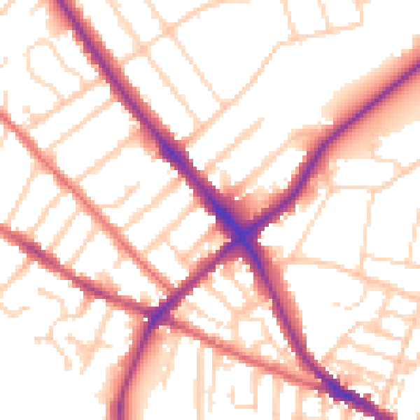 Daytime road noise heatmap for IP1 4BU