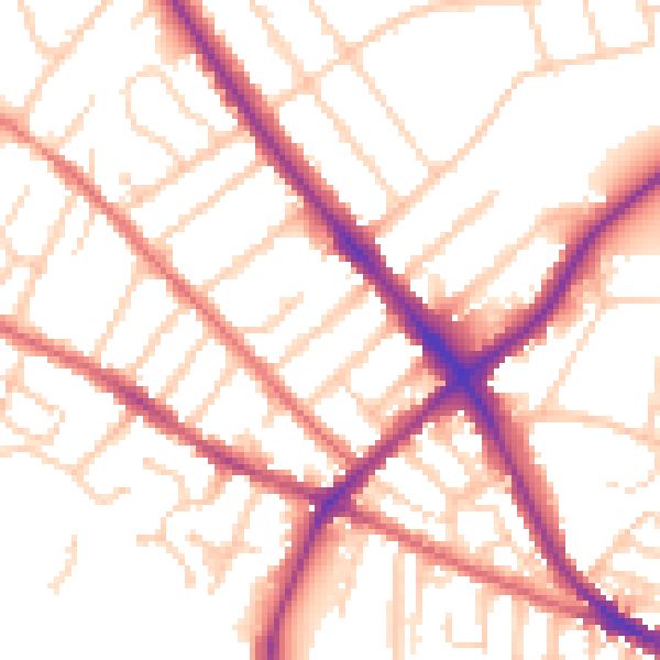 Daytime road noise heatmap for IP1 4DG