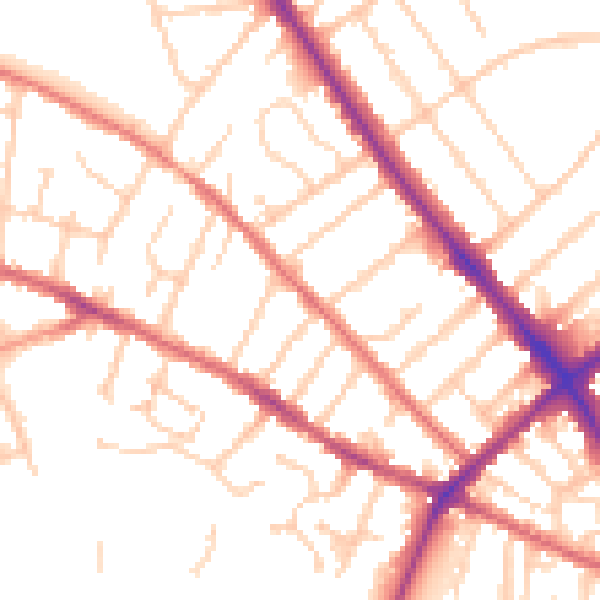 Daytime road noise heatmap for IP1 4DS