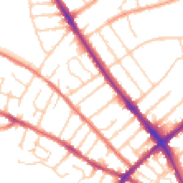 Daytime road noise heatmap for IP1 4DT