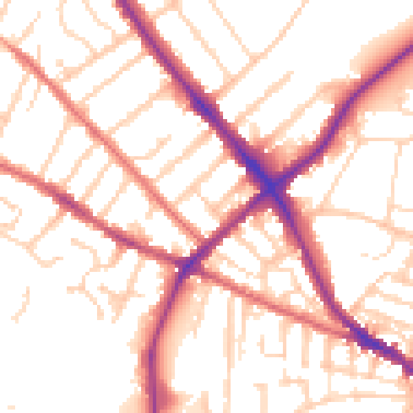 Daytime road noise heatmap for IP1 4EA