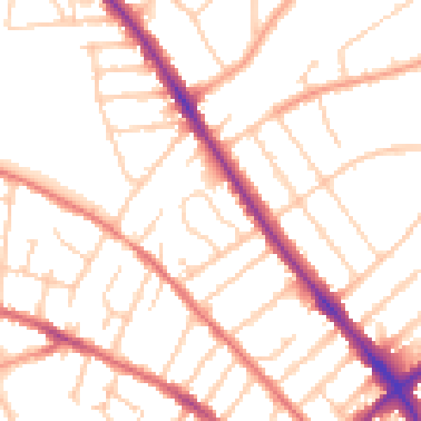 Daytime road noise heatmap for IP1 4EN