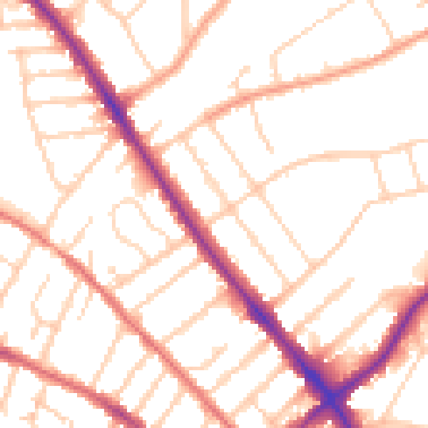Daytime road noise heatmap for IP1 4HG