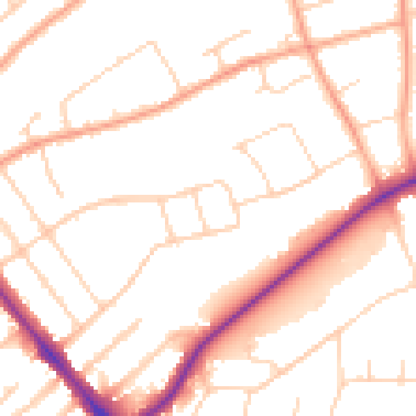 Daytime road noise heatmap for IP1 4HW