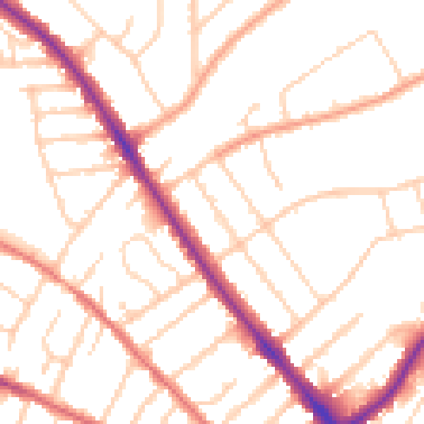 Daytime road noise heatmap for IP1 4LA