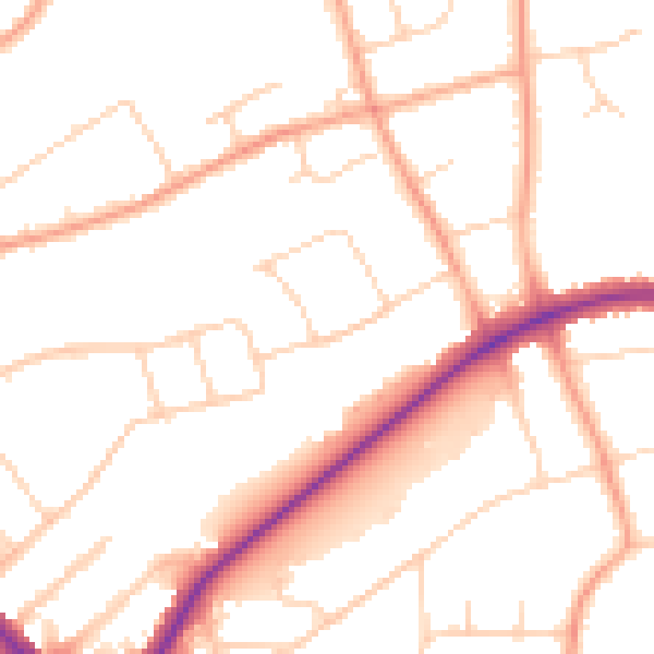 Daytime road noise heatmap for IP1 4LL