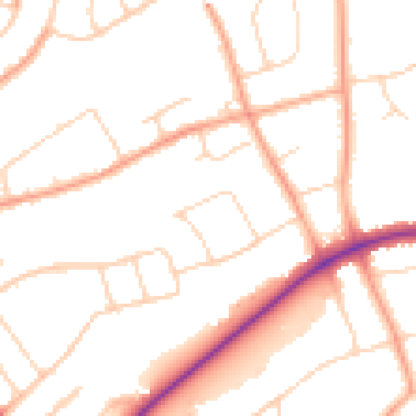 Daytime road noise heatmap for IP1 4LN