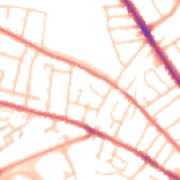 Daytime road noise heatmap for IP1 5BU