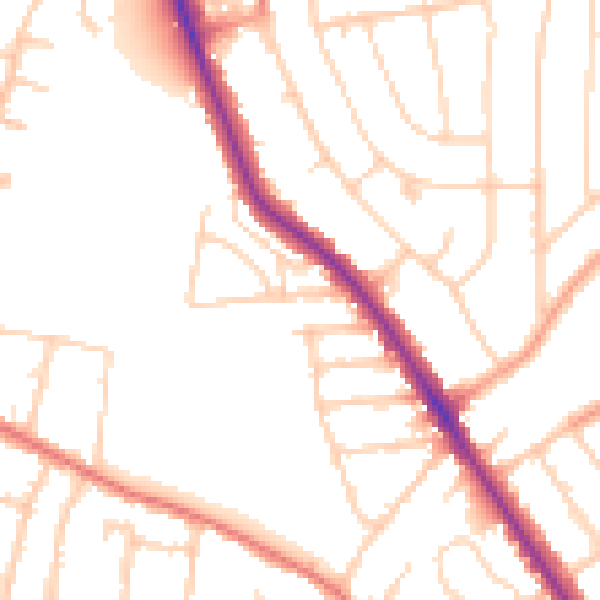 Daytime road noise heatmap for IP1 5DY