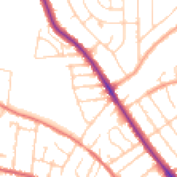 Daytime road noise heatmap for IP1 5EH