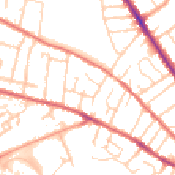 Daytime road noise heatmap for IP1 5ES