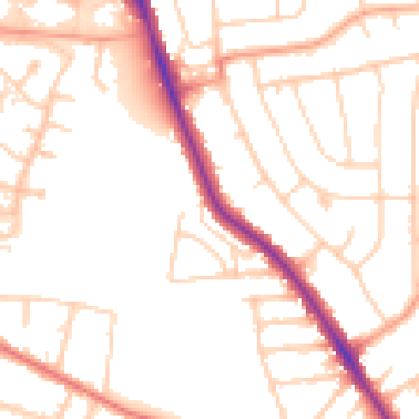 Daytime road noise heatmap for IP1 5EZ