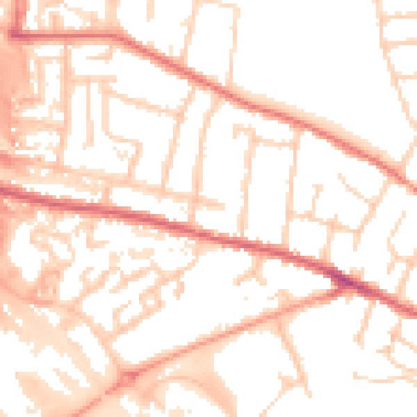 Daytime road noise heatmap for IP1 5HD