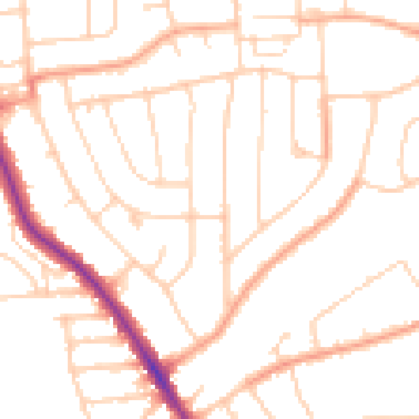 Daytime road noise heatmap for IP1 6DP