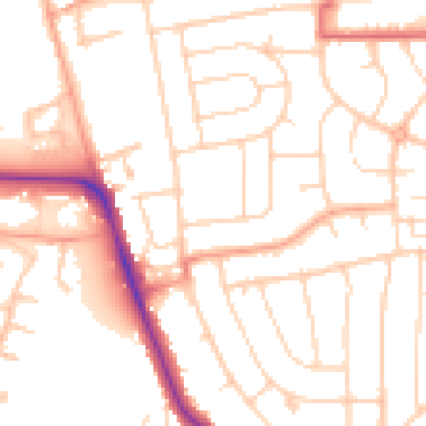 Daytime road noise heatmap for IP1 6ES