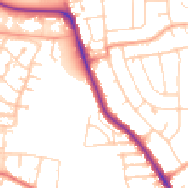 Daytime road noise heatmap for IP1 6JU