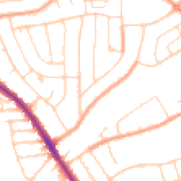 Daytime road noise heatmap for IP1 6NA