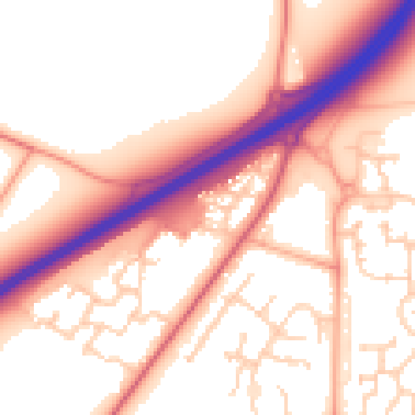 Daytime road noise heatmap for IP28 1AE