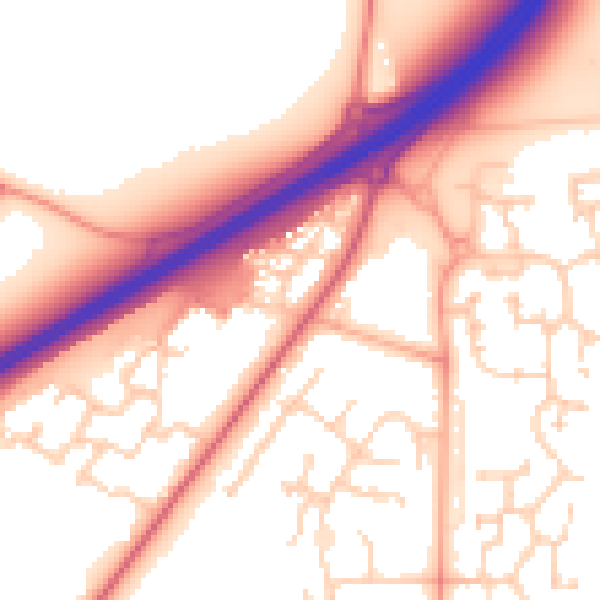 Daytime road noise heatmap for IP28 1AZ