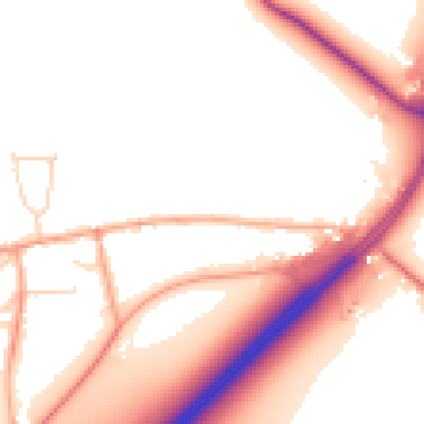 Daytime road noise heatmap for IP28 6AA