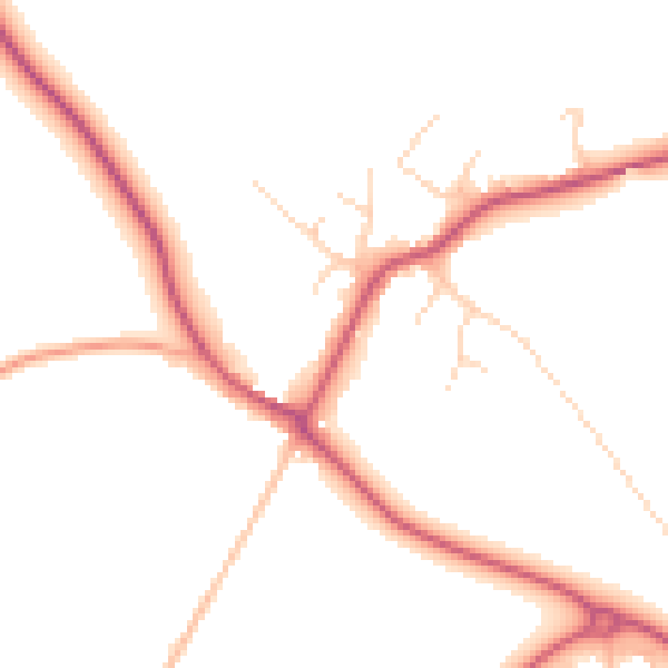 Daytime road noise heatmap for IP28 6JX