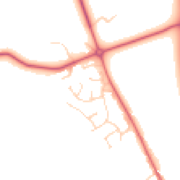 Daytime road noise heatmap for IP28 6TJ