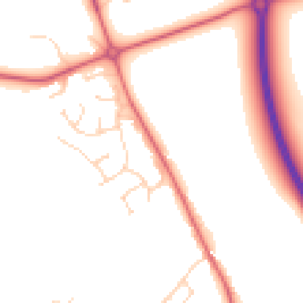 Daytime road noise heatmap for IP28 6TN