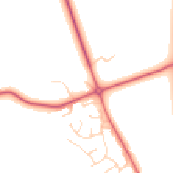 Daytime road noise heatmap for IP28 6TQ