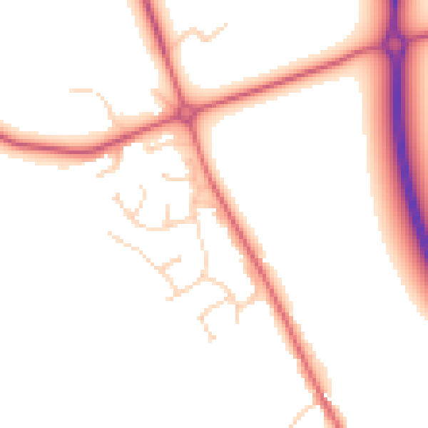 Daytime road noise heatmap for IP28 6UP