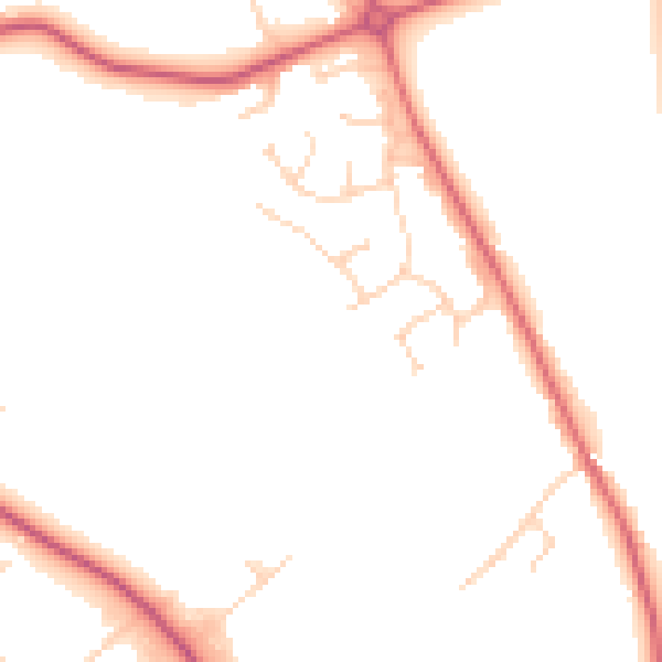 Daytime road noise heatmap for IP28 6UQ