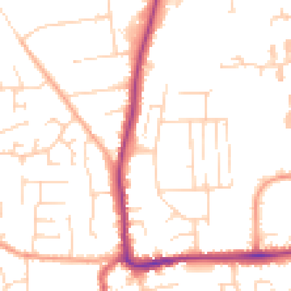 Daytime road noise heatmap for IP28 7AG