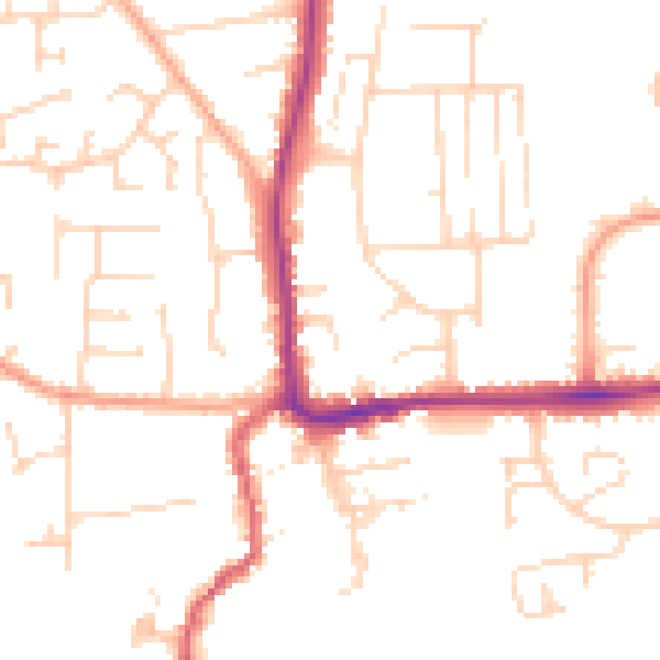 Daytime road noise heatmap for IP28 7AU