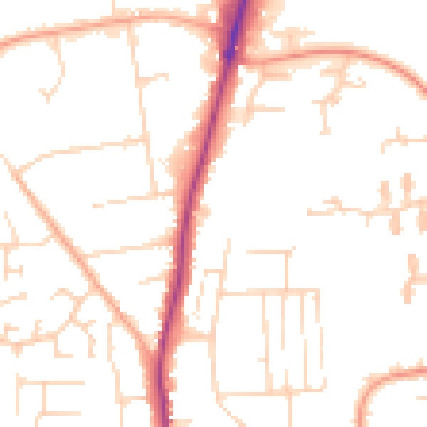 Daytime road noise heatmap for IP28 7BH