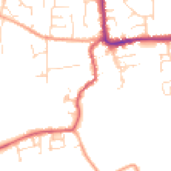 Daytime road noise heatmap for IP28 7DP