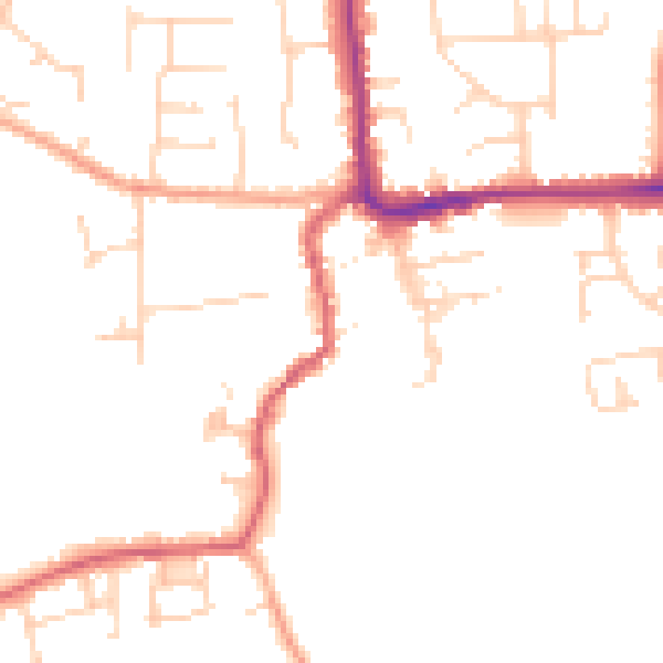 Daytime road noise heatmap for IP28 7EA
