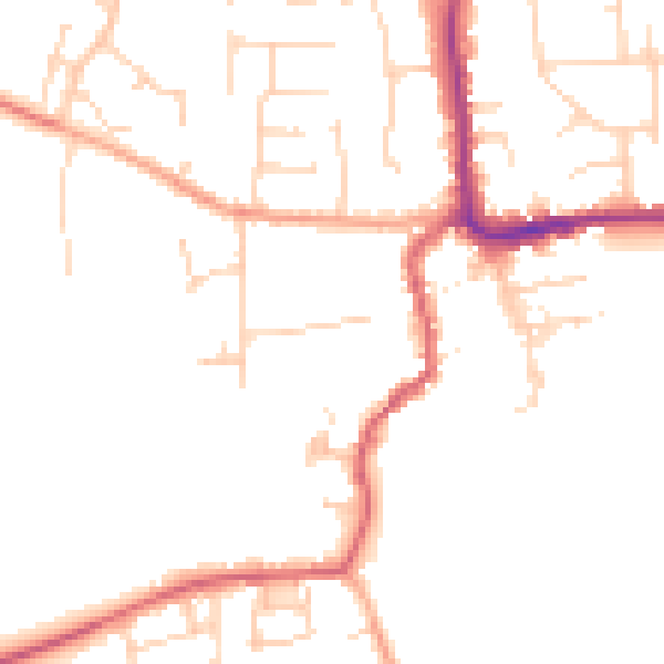 Daytime road noise heatmap for IP28 7ED