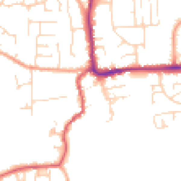 Daytime road noise heatmap for IP28 7EF
