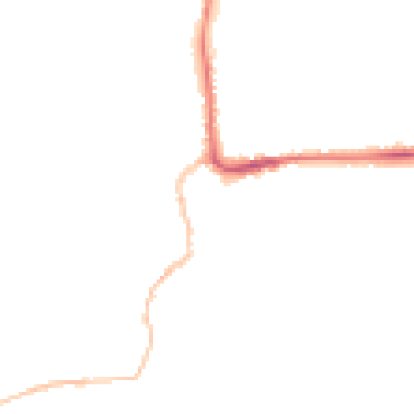 Night-time road noise heatmap for IP28 7EF