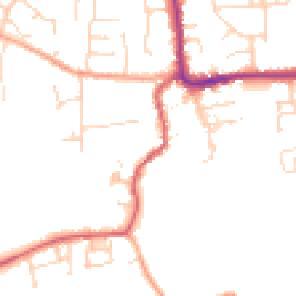 Daytime road noise heatmap for IP28 7FJ