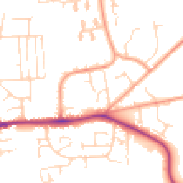 Daytime road noise heatmap for IP28 7GB